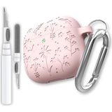 Renas Store Airpods 4. Nesil Uyumlu Çiçek Işlemeli Premium Silikon Kulaklık Kılıfı ve 3'ü 1 Arada Bluetooth Kulaklık Temizleme Kalemi Seti (Pembe)
