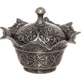 Renas Store Alisveristime Kapaklı Metal Şekerlik – Osmanlı Motifli Gültaş Küçük Sunum Kasesi, Çikolata ve Lokum Kabı – Kahve Sunumları Için Dekoratif Şekerlik (Siyah)