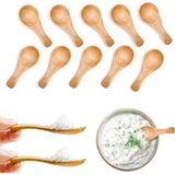 Renas Store Aputue Küçük Ahşap Çay Kaşığı, 10 Adet El Yapımı Dondurma Kaşığı, Masif Ahşap Bal Kaşığı, Günlük Kullanım Için Kısa Saplı Ahşap Kaşıklar, Çeşni Kaşığı Seti, 8cm 3.2cm