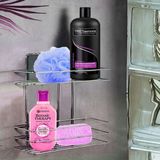 Renas Store BADEM10 Banyo Duş Rafı Şampuanlık Köşelik Kare Krom 2 Katlı Malzemelik Organizer Düzenleyici Mutfak Eşya Rafı