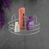 Renas Store BADEM10 Banyo Duş Rafı Şampuanlık Köşelik Oval Krom Tek Katlı Malzemelik Organizer Düzenleyici Mutfak Eşya Rafı