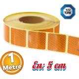 Renas Store BADEM10 Tüvtürk Onaylı Sarı Kesik Reflektörlü Bant Gece Parlayan En 5 cm 1 mt Ikaz Fosforlu Reflektif