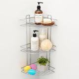 Renas Store Banyo Duş Köşe Rafı Üç Katlı Krom Şampuanlık Paslanmaz Metal Duvar Tipi Düzenleyici Organizer