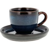 Renas Store Bıtz Espresso Fincanı Altlıklı Dia 5,5 x 5 cm 7 cl Koyu Mavi/siyah