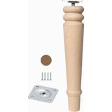 Renas Store Bohem 20 cm Doğal Boyasız Ahşap Ayak Silindir Mobilya Koltuk Kanepe Ayağı Metal Montaj Aparat & Keçe