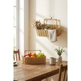 Renas Store Buffer 2'li Duvar Askılı Oval Plastik Rattan Organizer Sepeti, Hasır Görünümlü Banyo ve Mutfak Raf Düzenleme Ünitesi, 28X10X7CM ve 31X12X7CM