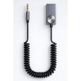 Renas Store Busstier Aux Bluetooth 5.0 Alıcı Adaptör Mikrofonlu USB Beslemeli Araç ve Ev Tipi Ses Sistemlerine Uyumlu Spiral Kablo Aux To Bluetooth Çevirici
