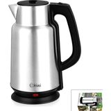 Renas Store Çelik - Sürahi Model Kettle Elektrikli Su Isıtıcısı Paslanmaz Çelik Gizli Rezistans 360° 2.2lt 1500W KK-3334