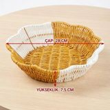 Renas Store Çiçek Model Çift Renkli Plastik Rattan Ekmek ve Meyve Sepeti - Çok Amaçlı Banyo ve Mutfak Düzenleyici - Yıkanabilir Organizer