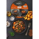 Renas Store Cook-Lab 30 cm Siyah Parlak Emaye Yuvarlak Fırın Tepsisi ve Közmatik Pratik Emaye Közleme Tavası Seti Siyah 30 cm