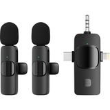 Renas Store Coverzone Kablosuz Ikili Yaka Mikrofonu iPhone ile Uyumlu 3.5mm Aux iPhone Type-C Pc Tablet Video Kayıt Röportaj Canlı Yayın Vlog Kablosuz Mikrofon USB C ve Amfi ve Bilgisayar Uyumlu ZR564