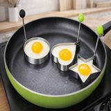 Renas Store Coverzone Kalp,yıldız,yuvarlak Şekilli Yumurta Kalıbı Saplı – Saplı Omlet ve Pancake Şekillendirici Kalıp | Yapışmaz Tavaya Uyumlu, Burger, Sandviç, Omlet ve Pancake Için Pişirme Halkası (3 Lü Set)