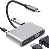 Renas Store Coverzone Type-C HDMI VGA USB 3.0 Type 4in1 Video Dönüştürücü Veri Aktarıcı USB Adaptör Notebook ve Macbook ile Uyumlu Gri Tc-26
