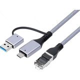 Renas Store Coverzone USB 3.0 & Type-C Gigabit Ethernet Adaptörü 1000 Mbps RJ45 Kablolu Internet Dönüştürücü Usb-A Usb-C Uyumlu Laptop Tablet Pc Için Yüksek Hızlı Ağ Adaptörü | ZR1159