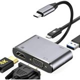 Renas Store Daytona CF02 Macbook Uyumlu Type-C™ To 4K Ultra Hd 1080P Hdmı/vga/pd Şarj/usb 3.0 4ın1 Çevirici Hub Adaptör