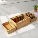 Renas Store Deconox 3'lü Modüler Bambu Organizer Set - Üst Üste Geçebilen Çok Amaçlı Çekmece Içi ve Masaüstü Düzenleyici Kutu - Banyo, Mutfak ve Ofis Için Ahşap Saklama Seti