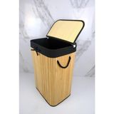 Renas Store Deconox El Yapımı Hasır Katlanır Çamaşır Sepeti Dikdörtgen 72 Litre (40CM*30CM*61CM), Doğal Malzemeden Üretilmiş Çamaşırlık (Natural - Siyah)