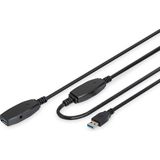Renas Store Dıgıtus Aktif USB 3.0 Uzatma Kablosu - 10 M - 5 Gbps Aktarım Hızı - Tak ve Çalıştır - Hotswap - LED Fonksiyon Göstergesi - Siyah