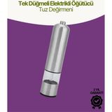 Renas Store Elektrikli Baharat Öğütücü Pilli Paslanmaz Çelik Otomatik Tuz Karabiber Değirmeni