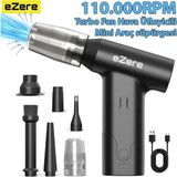 Renas Store Ezere J02 Çift Fonksiyonlu Mini Araç Süpürgesi & Turbo Fan Hava ÜFLEYICI-(5775) - Siyah