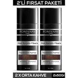Renas Store Fontenay Saç Dolgunlaştırıcı Keratin Fibers Orta Kahve Topik Saç Tozu 50GR X2 Renkli