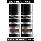 Renas Store Fontenay Saç Dolgunlaştırıcı Keratin Fibers Orta Kahve Topik Saç Tozu 50GR X2