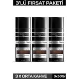 Renas Store Fontenay Saç Dolgunlaştırıcı Keratin Fibers Orta Kahve Topik Saç Tozu 50GR X3 Renkli