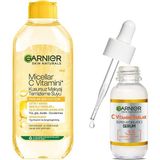 Renas Store Garnier Parlak Cilt Için Makyaj Temizleme Suyu + C Vitamini Serum Seti