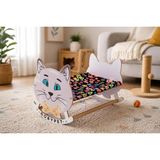 Renas Store Gobypet Ahşap Sallanan Kedi Beşiği – Sevimli Kedi Figürlü, Minderli, Dekoratif Dinlenme Yatağı (Siyah)