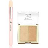 Renas Store Golden Rose Nude Look Face Tapered Brush - Konik Yüz Fırçası ve So Glow Highlighter Duo No: 102 Sunshine - Aydın
