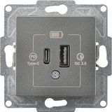 Renas Store Günsan Eqona Füme 2 Çıkışlı USB Şarj Prizi, 20W Type A + Type Cmekanizma
