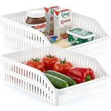 Renas Store Hobby Life Orgamix 2’li Geniş ve Sığ Düzenleyici Set – Buzdolabı, Dolap ve Çekmece Içi Için Kanallı, Saplı Çok Amaçlı Sepet