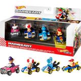 Renas Store Hot Wheels Mario Kart Aracı 4'lü Paket, 4'lü Fan-Favorit Karakteri Seti, 1 Özel Model Içerir, 3 Yaş ve Üzeri Çocuklar ve Hayranlar Için Koleksiyon Hediyesi