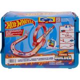 Renas Store Hot Wheels Track Builder Alev Temalı Akrobasi Seti ve 1 Adet Araba, Birleştirilebilir Oyuncak Saklama Kutusunda 16 Adet Pist Oluşturma ve Akrobasi Parçası, HMC04