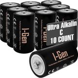 Renas Store I-Gen Batteries LR14 Ultra Alkalin C Boy Pil 1.5V Orta Boy Pil (10, 10'lu Paket)