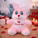 Renas Store I Love You Tişörtlü Sevimli Pembe Peluş Tavşan