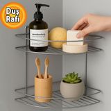 Renas Store Iki Katlı Krom Banyo Duş Köşe Rafı Paslanmaz Metal Şampuanlık Duvar Montajlı Düzenleyici Raf Seti