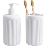 Renas Store Ikili Sabunluk Seti - Modern Banyo ve Mutfak Tezgah Üstü Seti - Sıvı Sabunluk ve Losyon Şişesi - Paslanmaz Pompalı 2'li Set