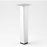 Renas Store Kare Tablalı 41 cm Krom Gümüş 6 cm Çap Metal Sehpa Masa Ayağı Mobilya Destek Yükseltici Ayak