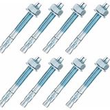 Renas Store Klipsli Çelik Dübel M10X90 mm 8 Adet Set Dayanıklı Metal Gövde Beton Tuğla Taş Güvenli Sabitleme