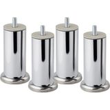 Renas Store Krom Gümüş 10 cm Metal 4 Adet Mobilya Ayağı Modern Koltuk Kanepe Ayak Tv Ünite M8 Civatalı Ayakları