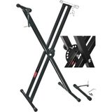 Renas Store Lastvoice KS-04D Çift Profilli 7 Kademeli Üst Segmen Org Sehpası Standı Ayağı (Sabitleme Kayışlı)