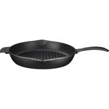 Renas Store Lava Döküm Yuvarlak Izgara Tava, Metal Kulplu, 28 Cm, Siyah