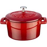 Renas Store Lava Metal Döküm Mini Tencere, Trendy, 10 Cm, 0.35 L Hacim, Kırmızı