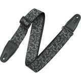 Renas Store Levy's Deri Geniş Polyester Siyah ve Gri Kafatası Motifli Gitar Askısı (MPD2-111)