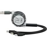 Renas Store Lunatic 0260 USB To Type-C Micro USB Lightning Çoklu Şarj Kablosu Universal Makaralı 3'ü 1 Arada
