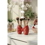 Renas Store Makyaj Fırçalık Organizer Plastik Fiyonk Tasarım Dekoratif Çok Amaçlı Organizer Kırmızı 10 x 10