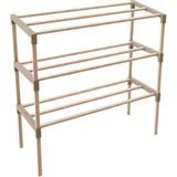 Renas Store Masif Ahşap Açık Raflı 2 Katlı Ayakkabılık – Modern Minimal, 6–8 Çift Ayakkabı Kapasiteli, Hava Alan Slat Raf, Kolay Kurulum