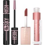 Renas Store Maybelline New York Lash Sensational Sky High Cosmic Black Maskara + Lifter Gloss Nemlendirici Dudak Parlatıcısı- 003 Moon Makyaj Seti