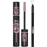 Renas Store Maybelline New York Lash Sensational Sky High Cosmic Black Maskara + Tattoo Liner Jel Göz Kalemi, 900 Deep Onyx (Siyah) Makyaj Seti